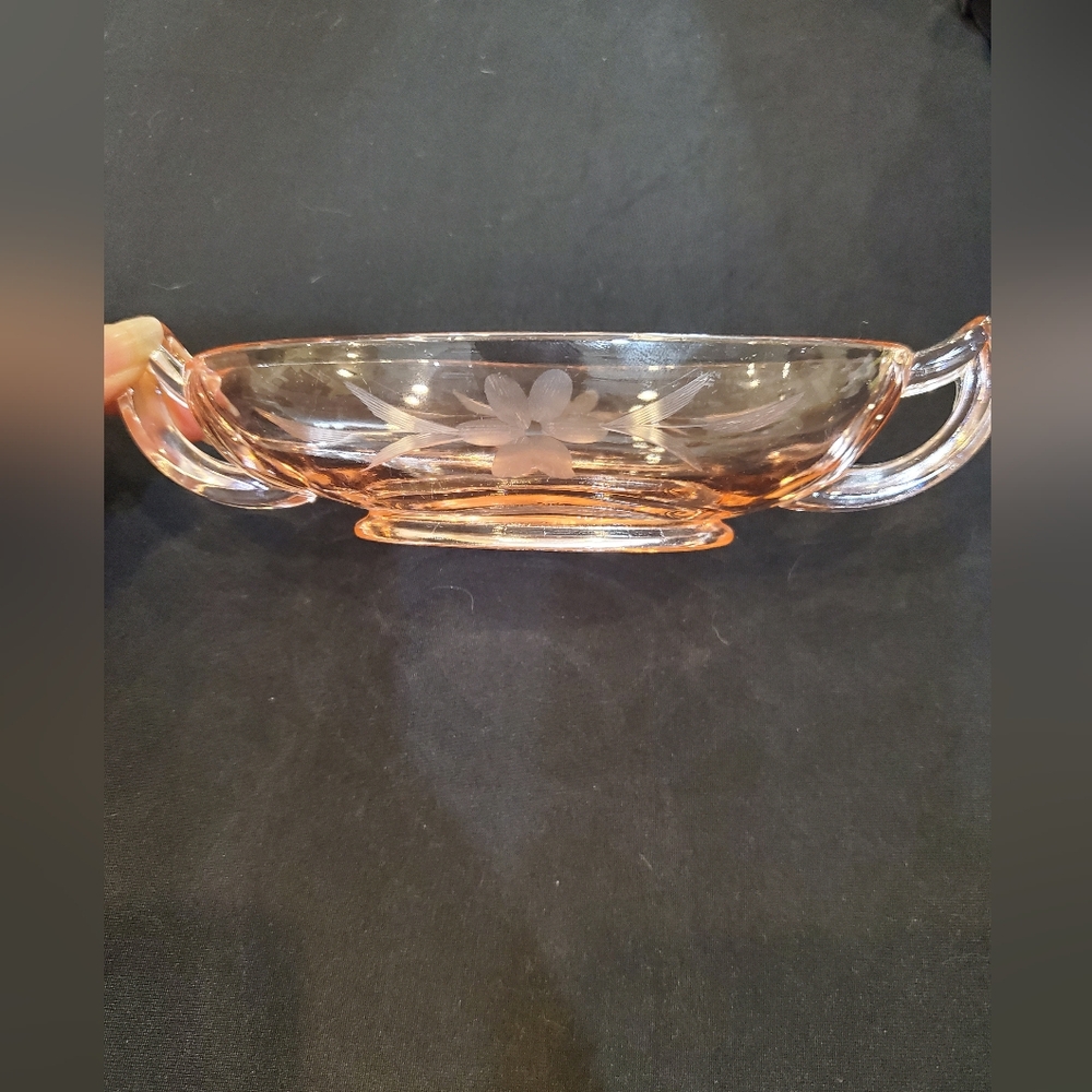 Vintage Rose Glass Serving Dish Approx 50 plus years old - Picture 4 of 7